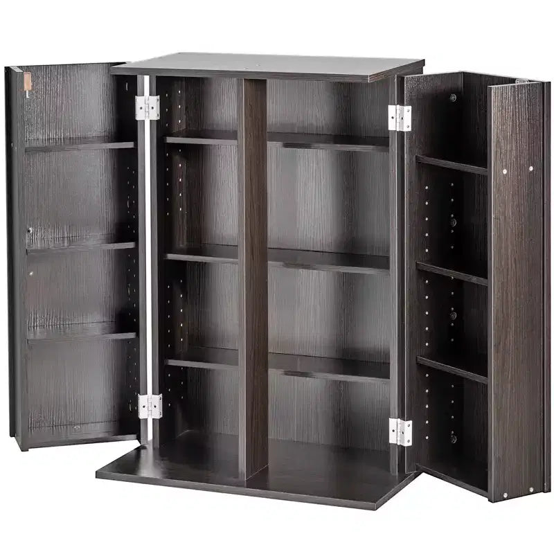 VEVOR Media Storage Cabinet, DVD Cabinet with Doors and Shelves, CD Storage Holds up to 576 CDs, Adjustable DVD Shelf, Brown