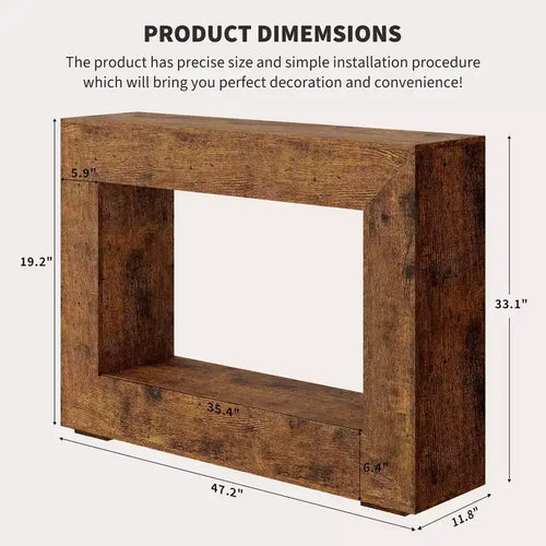 Console de ferme 47 - Longue table de canapé derrière le canapé, table d'entrée en bois pour salon, couloir, entrée, design rectangulaire rustique