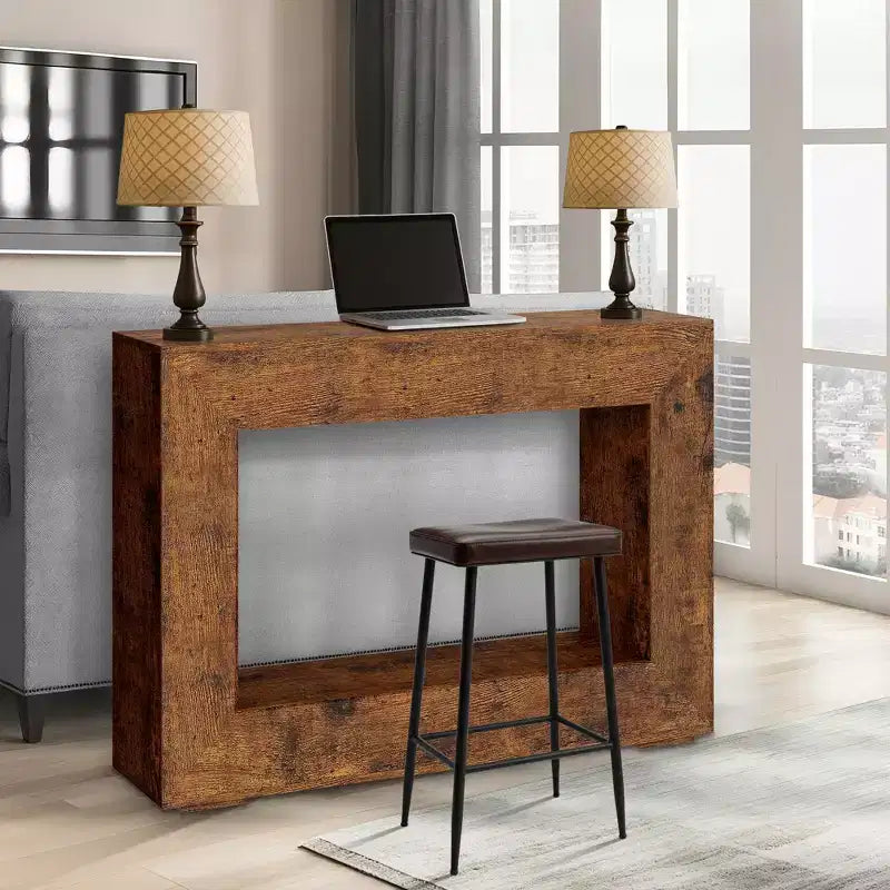 Console de ferme 47 - Longue table de canapé derrière le canapé, table d'entrée en bois pour salon, couloir, entrée, design rectangulaire rustique