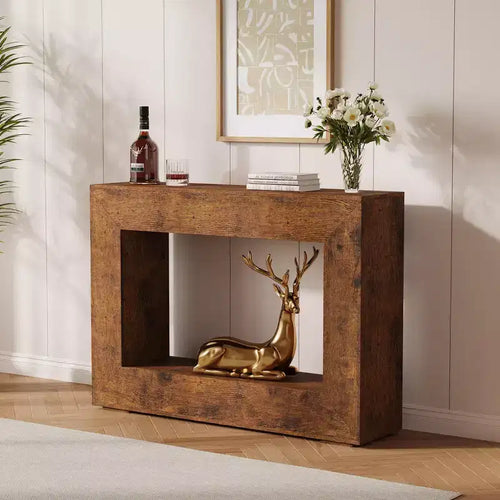 47 Farmhouse Console Table - Long Sofa Table Behind Couch, Wooden Entryway Table for Living Room, Hallway, Entrance, Rustic Rectangular Design