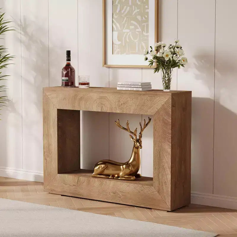 47 Farmhouse Console Table - Long Sofa Table Behind Couch, Wooden Entryway Table for Living Room, Hallway, Entrance, Rustic Rectangular Design