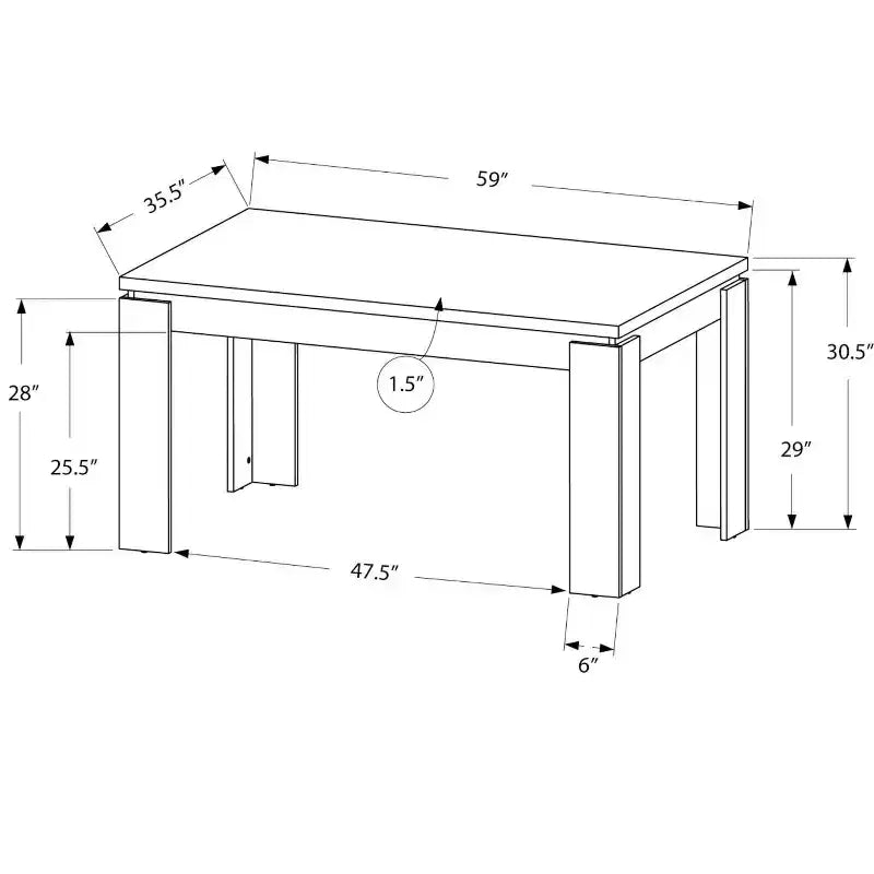 Table à manger/cuisine moderne rectangulaire de 60 pouces pour 4-6 personnes, pour bureau ou salle à manger