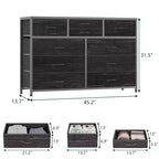 10-Drawer Fabric Dresser - Lightweight Storage w/Steel Frame & Wood Top, Multi-Functional Organizer