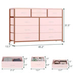 10-Drawer Fabric Dresser - Lightweight Storage w/Steel Frame & Wood Top, Multi-Functional Organizer