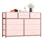 10-Drawer Fabric Dresser - Lightweight Storage w/Steel Frame & Wood Top, Multi-Functional Organizer