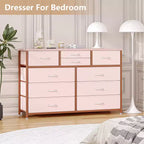 10-Drawer Fabric Dresser - Lightweight Storage w/Steel Frame & Wood Top, Multi-Functional Organizer