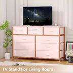 10-Drawer Fabric Dresser - Lightweight Storage w/Steel Frame & Wood Top, Multi-Functional Organizer