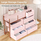 10-Drawer Fabric Dresser - Lightweight Storage w/Steel Frame & Wood Top, Multi-Functional Organizer