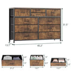 10-Drawer Fabric Dresser - Lightweight Storage w/Steel Frame & Wood Top, Multi-Functional Organizer