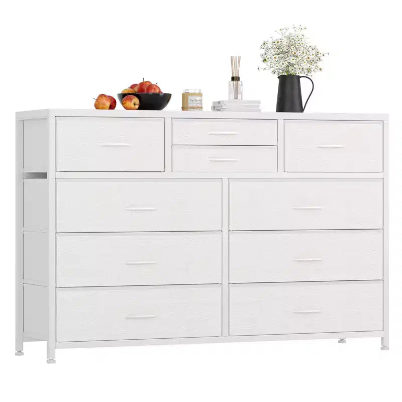 10-Drawer Fabric Dresser - Lightweight Storage w/Steel Frame & Wood Top, Multi-Functional Organizer