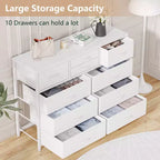 10-Drawer Fabric Dresser - Lightweight Storage w/Steel Frame & Wood Top, Multi-Functional Organizer