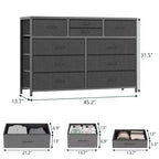 10-Drawer Fabric Dresser - Lightweight Storage w/Steel Frame & Wood Top, Multi-Functional Organizer