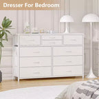 10-Drawer Fabric Dresser - Lightweight Storage w/Steel Frame & Wood Top, Multi-Functional Organizer