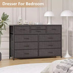 10-Drawer Fabric Dresser - Lightweight Storage w/Steel Frame & Wood Top, Multi-Functional Organizer