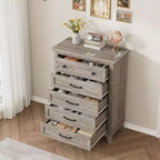 Commode verticale haute de 105 cm - Meuble de rangement autoportant à 5 tiroirs pour chambre et salon