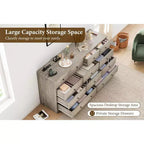 12 Drawer Dresser for Bedroom, 61 Inch Wood Dresser with Power Outlet, Wide Chest of Drawers