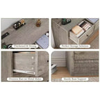 12 Drawer Dresser for Bedroom, 61 Inch Wood Dresser with Power Outlet, Wide Chest of Drawers