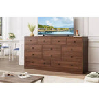 12 Drawer Dresser for Bedroom, 61 Inch Wood Dresser with Power Outlet, Wide Chest of Drawers