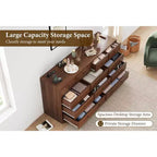 12 Drawer Dresser for Bedroom, 61 Inch Wood Dresser with Power Outlet, Wide Chest of Drawers
