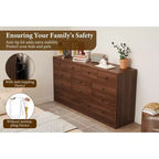 12 Drawer Dresser for Bedroom, 61 Inch Wood Dresser with Power Outlet, Wide Chest of Drawers