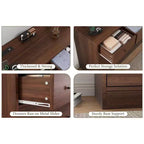12 Drawer Dresser for Bedroom, 61 Inch Wood Dresser with Power Outlet, Wide Chest of Drawers