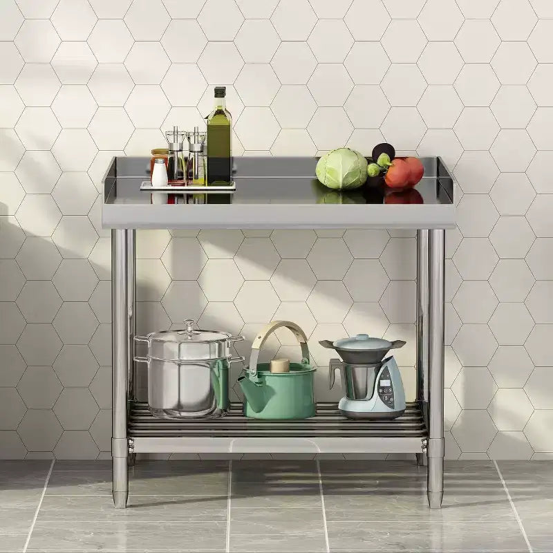 Table de préparation en acier inoxydable NSF de 36 po avec dosseret, poste de travail commercial réglable pour restaurants et cuisines domestiques