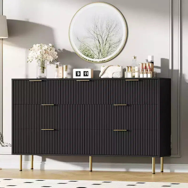 7 Drawers Dresser - Wide Top Wood Storage with Metal Handles for Bedroom & Living Room