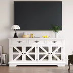 Buffet de salle à manger 70", meuble de bar à café en bois avec 3 tiroirs et 4 portes coulissantes en maille, console d'entrée, buffet de rangement au sol pour cuisine