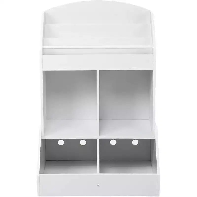 Organisateur de jouets et bibliothèque pour enfants, étagère à livres à 3 niveaux avec 2 bacs de rangement, en bois de pin, sans danger pour les enfants, 35x14x39 pour salle de jeux chambre à coucher
