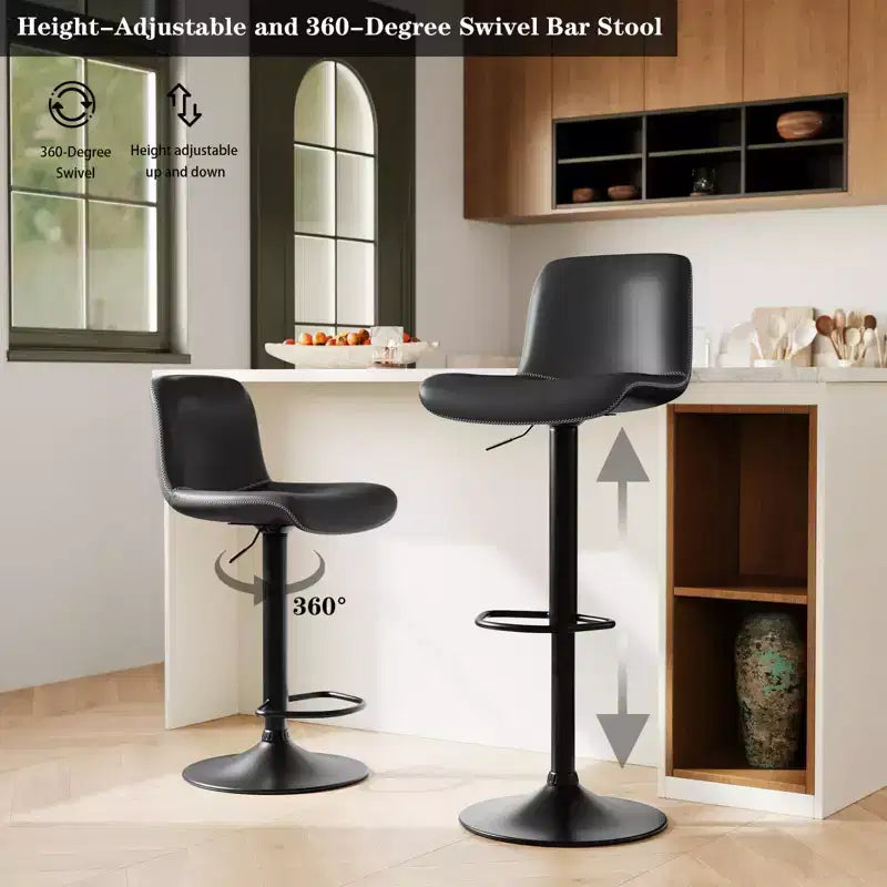 Tabourets de bar, tabourets de comptoir - Ensemble pivotant réglable en cuir PU souple, avec dossier et repose-pieds pour salle à manger, comptoir de cuisine