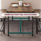 Ensemble de table à manger 3 pièces pour 4 personnes avec 2 bancs, table de cuisine avec protections d'angle, cadre en H, compact pour appartements et petits espaces