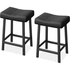 Lot de 2 tabourets de bar de 61 cm de hauteur de comptoir, sièges incurvés en similicuir rembourré avec cadre en métal et repose-pieds
