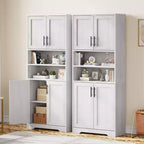 Meuble de rangement autoportant pour cuisine de 67 po de haut, meuble de rangement de salle de bain avec 4 portes et étagères réglables