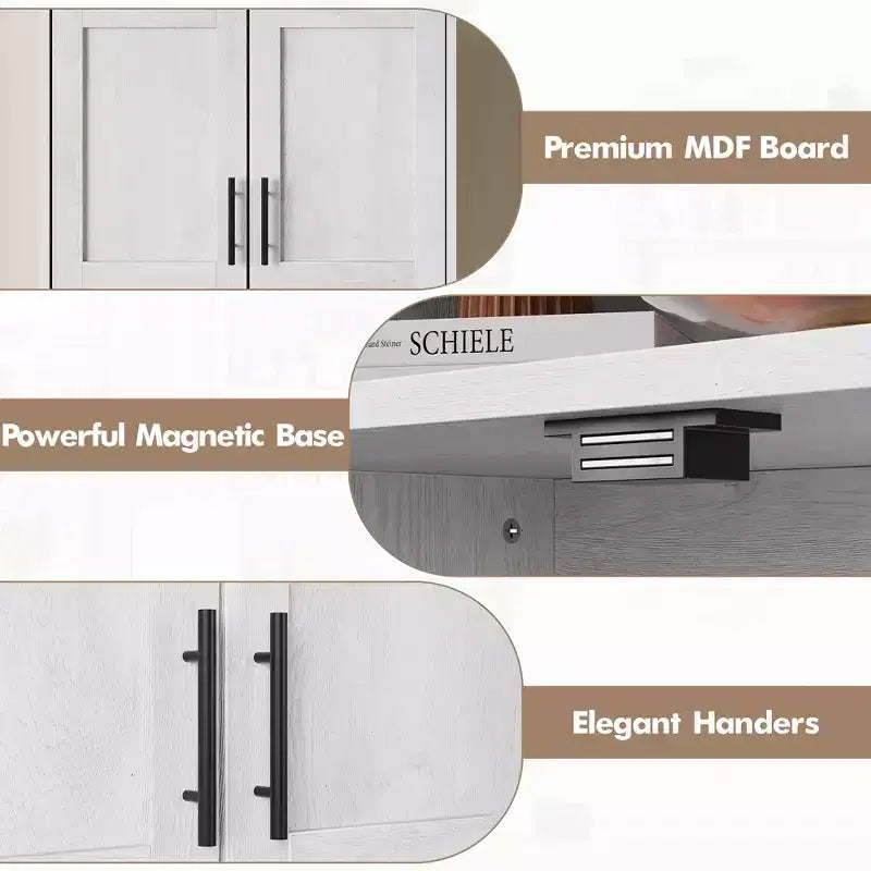 Meuble de rangement autoportant pour cuisine de 67 po de haut, meuble de rangement de salle de bain avec 4 portes et étagères réglables