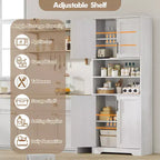 Meuble de rangement autoportant pour cuisine de 67 po de haut, meuble de rangement de salle de bain avec 4 portes et étagères réglables