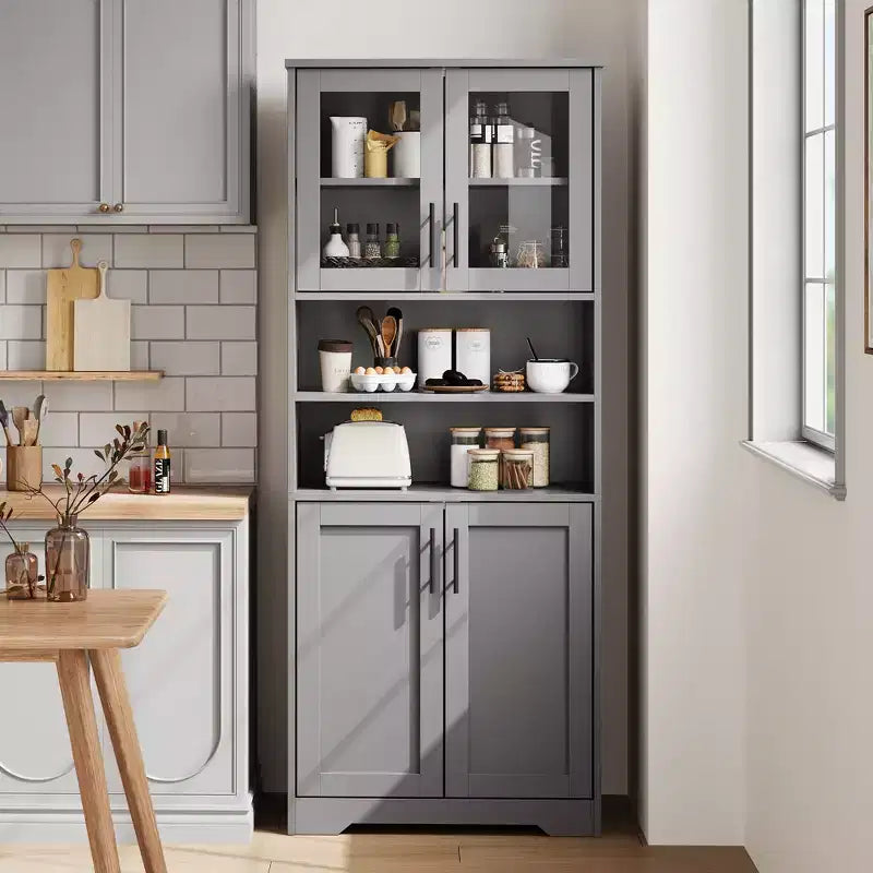 67 Tall Freestanding Kitchen Pantry Cabinets Storage Cabinet, Bathroom Cabinet with 4 Doors and Adjustable Shelves