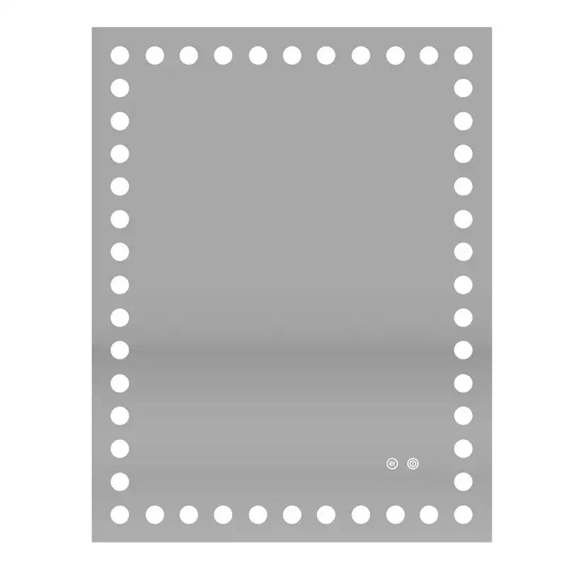 Miroir de salle de bain avec 3 lumières circulaires frontales blanches, miroir rectangulaire avec interrupteur tactile dimmable, anti-buée, mémoire, miroir mural de courtoisie incassable blanc