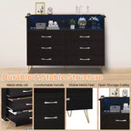 Commode de chambre avec lumières LED, commode à 6 tiroirs avec station de charge, commode de rangement en bois pour entrée