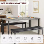 Ensemble Table à Manger pour 4, Table de Cuisine avec 2 Bancs, Cadre en Métal, Ensembles de Salle à Manger Gain de Place pour Cuisine, Salle à Manger