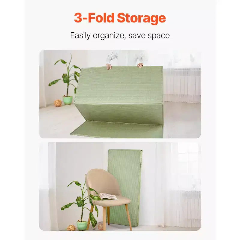 Tapis de tatami japonais VEVOR, matelas de tatami japonais pliable de taille Queen (herbe de jonc naturelle), matelas de sol japonais avec envers antidérapant, vert