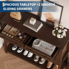 Buffet de ferme moderne, buffet de 119 cm avec rangement et 2 tiroirs, console de bar à café avec étagère