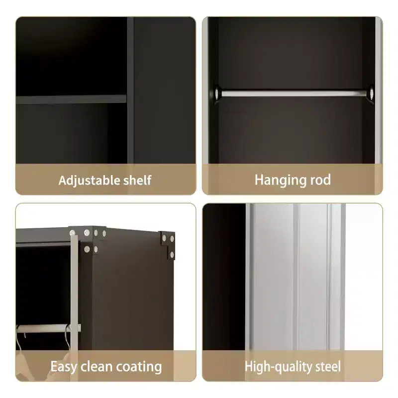 71 Armoire de rangement métallique, 4 pieds réglables et serrure, armoire de rangement haute avec portes et 4 étagères réglables