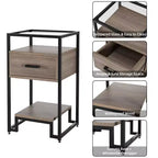1PCS Nightstands, Beside Table with Storage Drawer and 3-Tier StorageSmall End Table