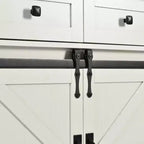53,7 Îlot de cuisine de ferme avec prise de courant, portes coulissantes de grange, abattant, étagère à épices, chariot de cuisine roulant