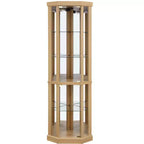 Meuble d'angle, vitrine d'angle avec portes et étagères en verre, vitrine d'exposition d'angle pour salon