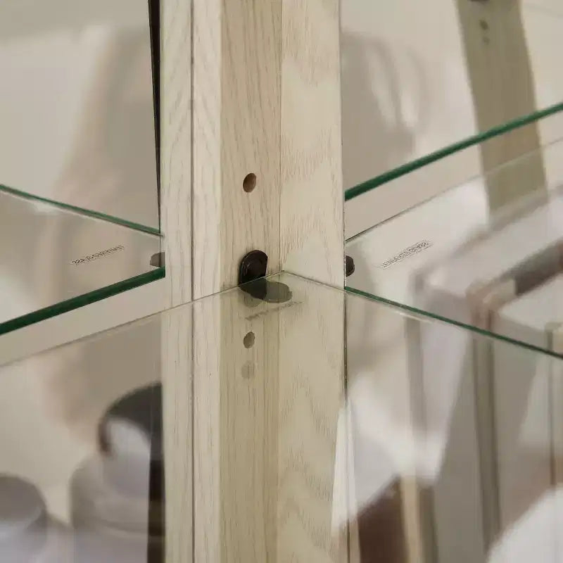 Meuble d'angle, vitrine d'angle avec portes et étagères en verre, vitrine d'exposition d'angle pour salon