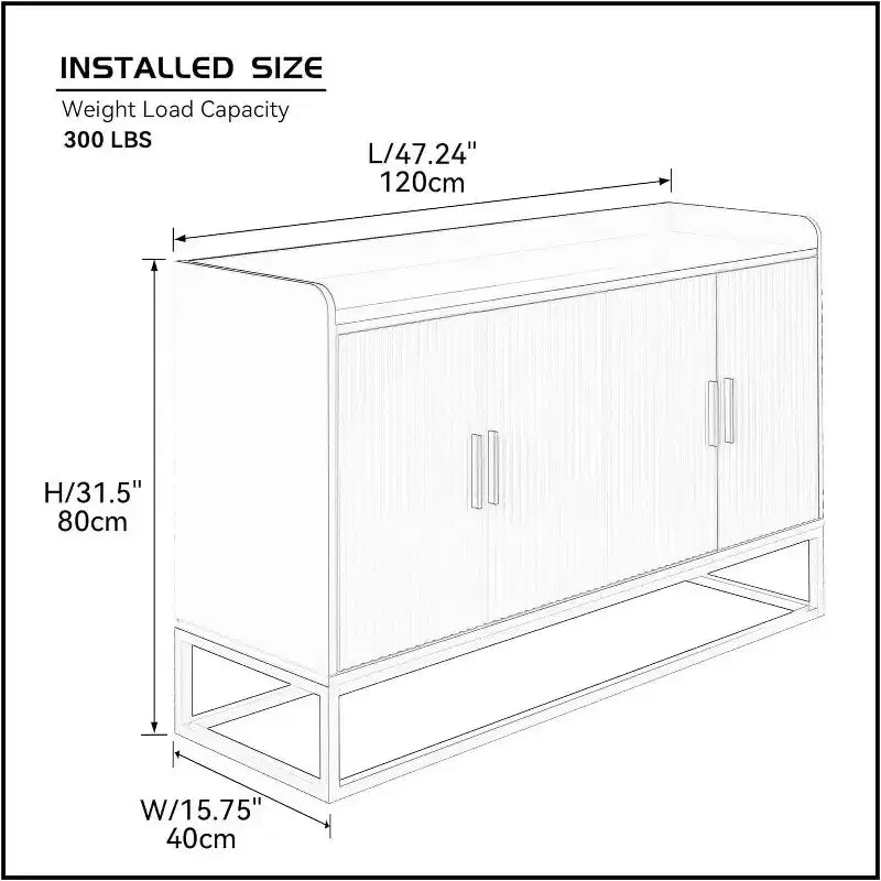 Buffet de cuisine contemporain avec clôture de sécurité sur le plan de travail, meuble de rangement autoportant pour salle à manger, entrée, chambre à coucher
