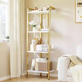 Acekool 4-Tier Gold Bookshelf, Narrow Display Shelf with Marble-Textured Shelves and Metal Frame, Bookcase for Bedroom or Office