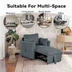 Fauteuil de salon convertible avec port USB et 2 oreillers, Canapé-lit une place convertible, Canapés-lits gigognes