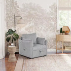 Fauteuil de salon convertible avec port USB et 2 oreillers, Canapé-lit une place convertible, Canapés-lits gigognes